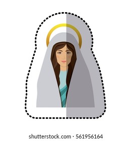 sticker half body picture colorful saint virgin mary