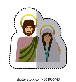 sticker half body picture medium shade of virgin mary and saint joseph