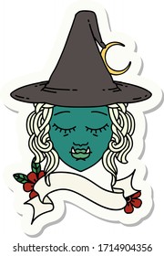 sticker of a half orc witch character face