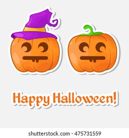 Sticker Halloween pumpkin. Happy Halloween! Vector illustration.