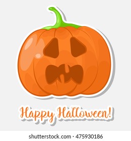 Sticker Halloween pumpkin. Happy Halloween. Vector illustration.