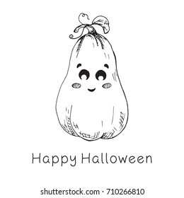 Sticker Halloween pumpkin. Happy Halloween! Vector illustration.