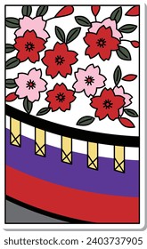 Sticker Hanafuda Curtain Yayoi Cherry Blossom March Cherry Blossom Curtain