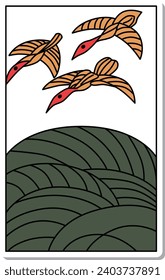 Sticker Hanafuda Hazuki Awn Goose August Goose in Awn