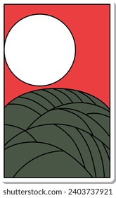 Sticker Hanafuda Hazuki Awn Moon August Awn to Moon