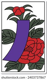 Sticker Hanafuda Minazuki Peony Blue Short June Peony Blue Short
