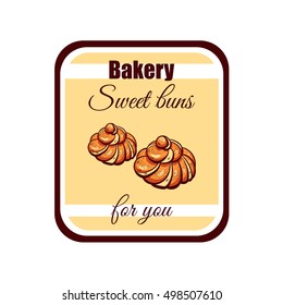 Sticker with hand drawn bagels isolated on white background. Can be used for design of bakery or breadshop. Vector illustration