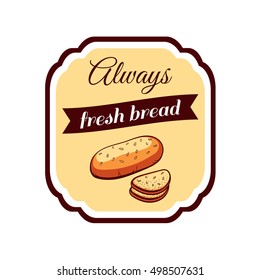 Sticker with hand drawn bread isolated on white background. Can be used for design of bakery or breadshop. Vector illustration