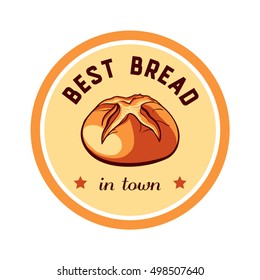 Sticker with hand drawn bread isolated on white background. Can be used for design of bakery or breadshop. Vector illustration