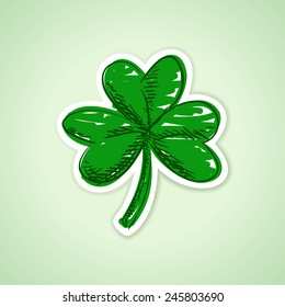 Sticker Hand drawn Clover leaf Vector illustration
