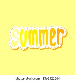 Sticker hand drawn. Lettering. Summer flat gradient text