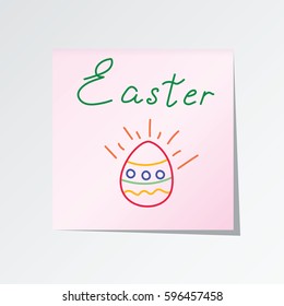 Sticker with hand-drawn lettering Easter and egg