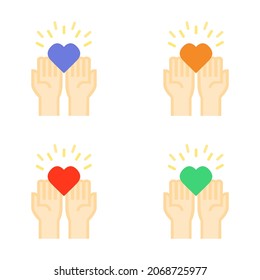 sticker hands holding heart, vector illustration