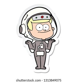 sticker of a happy astronaut cartoon