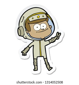 sticker of a happy astronaut cartoon