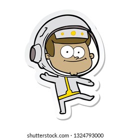 sticker of a happy astronaut cartoon