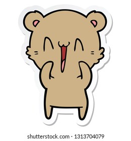 sticker of a happy bear cartoon