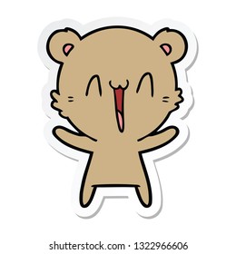 sticker of a happy bear cartoon