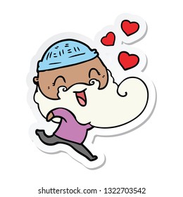 sticker of a happy bearded man in love