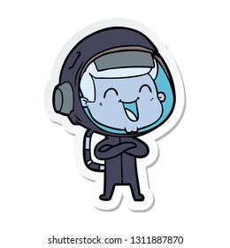sticker of a happy cartoon astronaut
