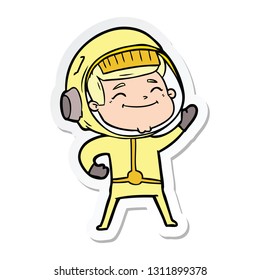 sticker of a happy cartoon astronaut