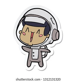 sticker of a happy cartoon astronaut