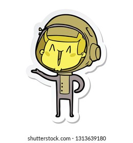 sticker of a happy cartoon astronaut