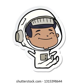 sticker of a happy cartoon astronaut