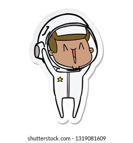 sticker of a happy cartoon astronaut