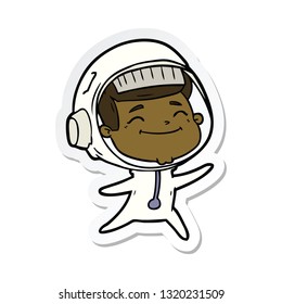 sticker of a happy cartoon astronaut