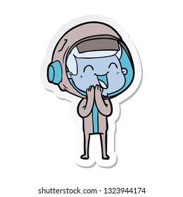 sticker of a happy cartoon astronaut