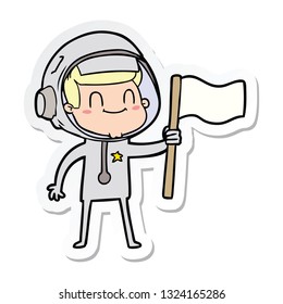 sticker of a happy cartoon astronaut