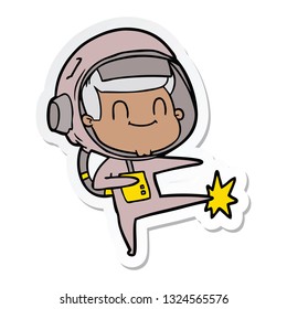 sticker of a happy cartoon astronaut