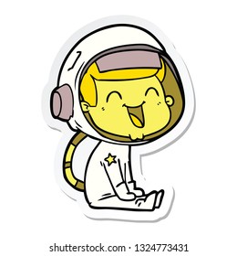 sticker of a happy cartoon astronaut