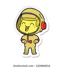 sticker of a happy cartoon astronaut