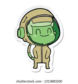 sticker of a happy cartoon astronaut man