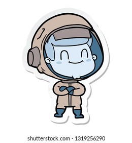 sticker of a happy cartoon astronaut man