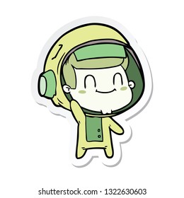 sticker of a happy cartoon astronaut man