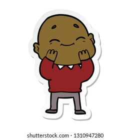 sticker of a happy cartoon bald man