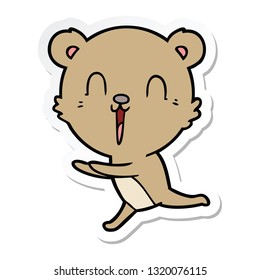 sticker of a happy cartoon bear