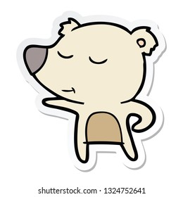 sticker of a happy cartoon bear pointing