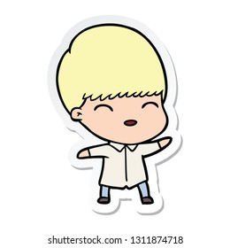 sticker of a happy cartoon boy