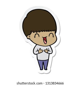 sticker of a happy cartoon boy