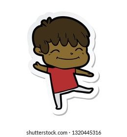 sticker of a happy cartoon boy