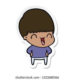 sticker of a happy cartoon boy