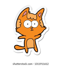 sticker of a happy cartoon cat