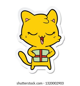 sticker of a happy cartoon cat