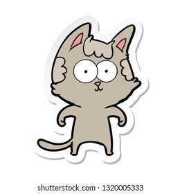 pegatina de un gato alegre de dibujos animados