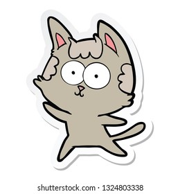 sticker of a happy cartoon cat