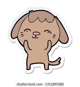 sticker of a happy cartoon dog